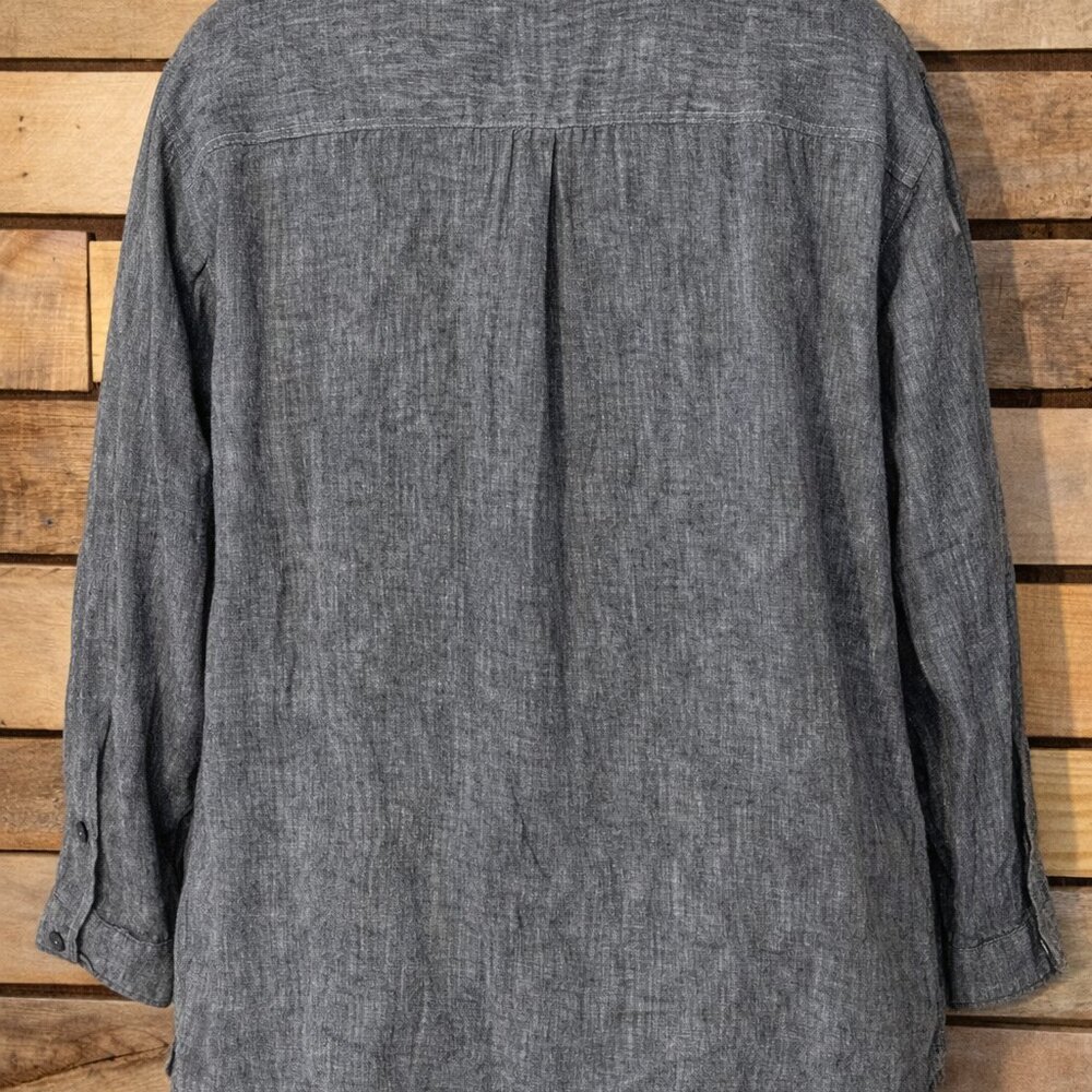 J. Jill Love Linen 100% Linen Gray Button Down Shirt Size L - Picture 13 of 14